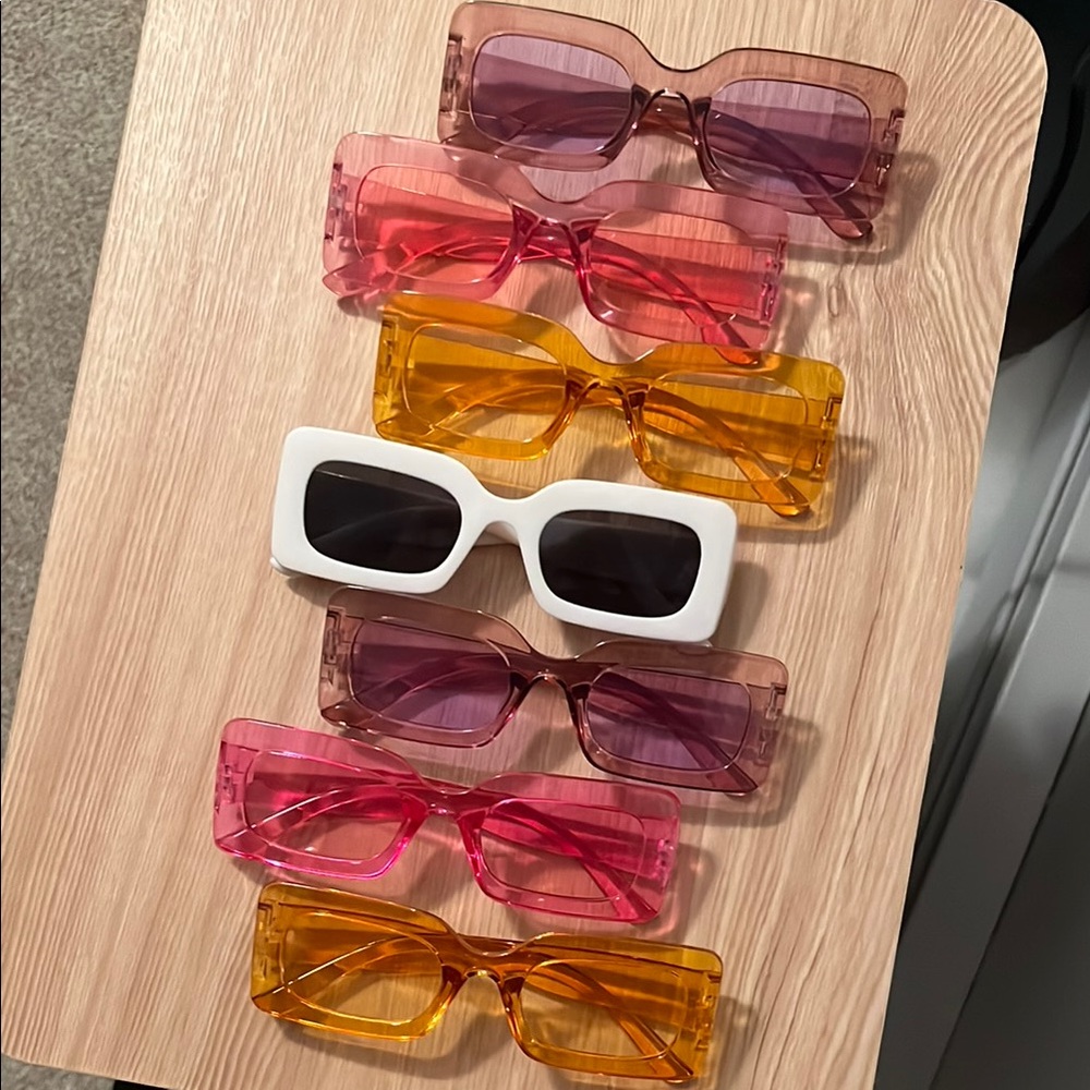 Trendy Rectangular Sunglasses Set - Bachelorette … - image 1